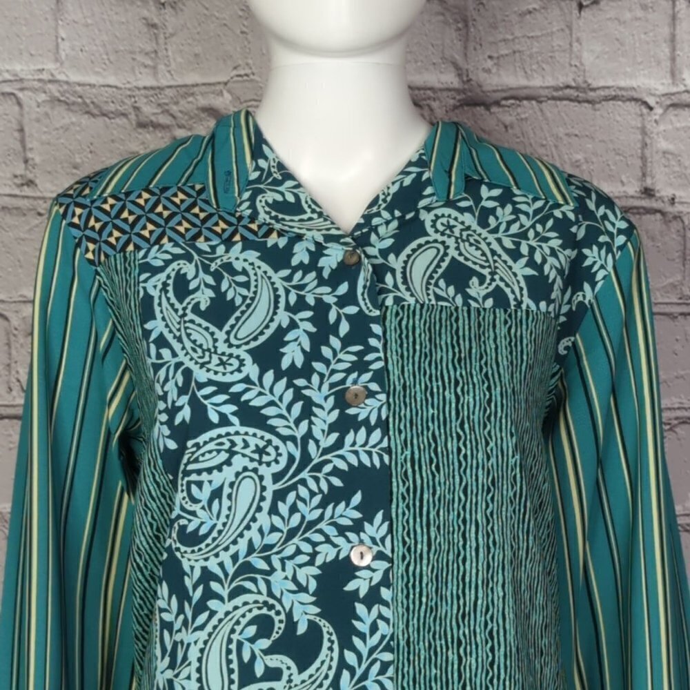 Koos of Course! Vintage Turquoise Button Down Long Sleeve Shirt, Women's Medium
